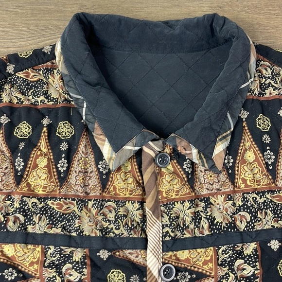 Vintage Koos of Course Women’s Quilted Reversible Black Tan Silk Jacket, size 2X - Picture 2 of 14